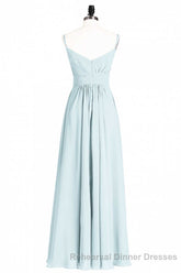 Mint Green Chiffon Twist Front A-Line Long Bridesmaid Dress